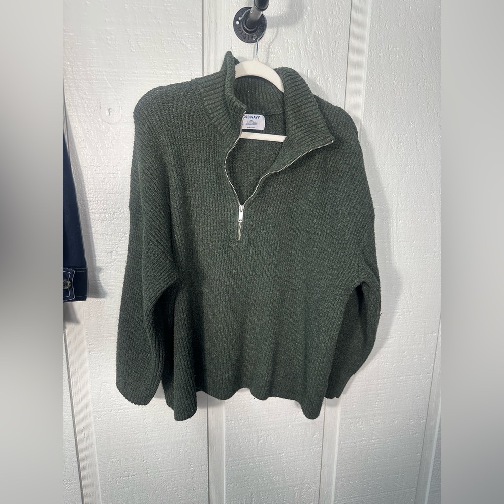 Old Navy Men’s Green 1/4 Zip Mock Turtleneck Sweater Size 2X EUC